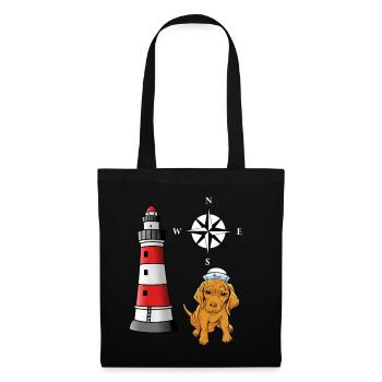 maritime seal sailor sailor dog lighthouse - Tote Bag - black - Front