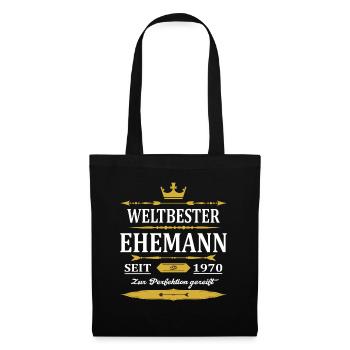 Weltbester Ehemann Seit 1970 Vintage Hochzeitstag - Stoffbeutel - Schwarz - Vorne