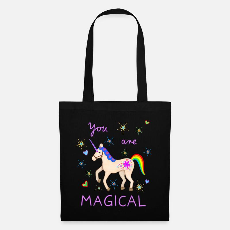 Süßes Einhorn magisch Einhörner Regenbogen Mädchen - Stoffbeutel - Schwarz