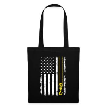 USA Flag Crane Operating - Lustiges Kranfahrer - Stoffbeutel - Schwarz - Vorne