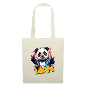 LIAN - Schöner Jungen Name mit coolem Panda - Stoffbeutel - Natur - Vorne