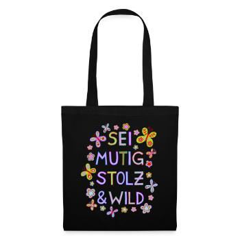 Brave Pride Wild Beautiful Saying Motivation Children - Tote Bag - black - Front