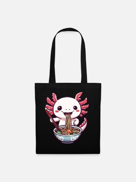 Axolotl liebt Ramen Bowl Kawaii Anime - Stoffbeutel - Schwarz