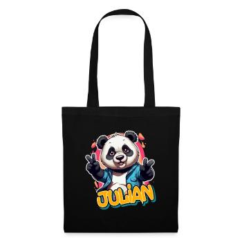 JULIAN - Handsome Boy Name with Cool Panda - Tote Bag - black - Front
