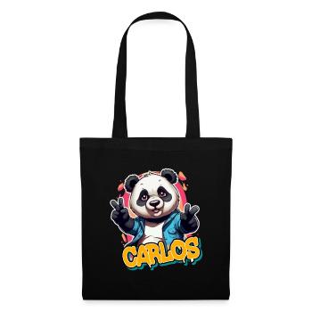 CARLOS - Handsome Boy Name with Cool Panda - Tote Bag - black - Front