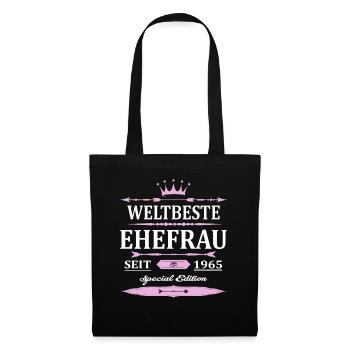 Weltbeste Ehefrau Seit 1965 Vintage Hochzeitstag - Stoffbeutel - Schwarz - Vorne