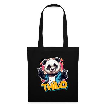 THILO - Beau nom de garçon avec Cool Panda - Sac en tissu - noir - Devant