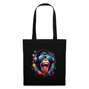 DJ Monkey Chimpanzee Music Headphones Monkey Cool - Tote Bag - black - Front