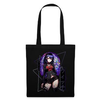 Geometric Anime Waifu Otaku Girl Japanese Kanji St - Stoffbeutel - Schwarz - Vorne
