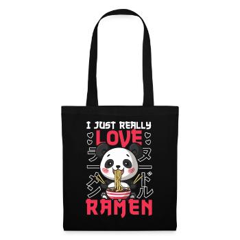 Panda Loves Ramen Bowl Kawaii Anime - Sac en tissu - noir - Devant