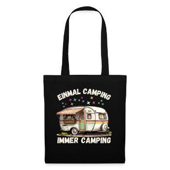 Camping Camper Wohnwagen Retro Campingplatz Reise - Stoffbeutel - Schwarz - Vorne