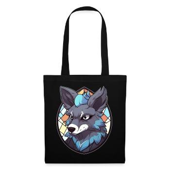 Furry Wolf Fursona Anthromorphic Fursuit Fandom Pr - Stoffbeutel - Schwarz - Vorne