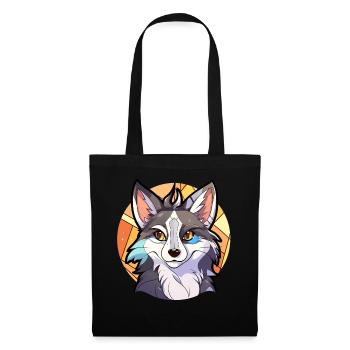 Anime Anthro Wolf Fursona Stained Glass Furry Fand - Stoffbeutel - Schwarz - Vorne