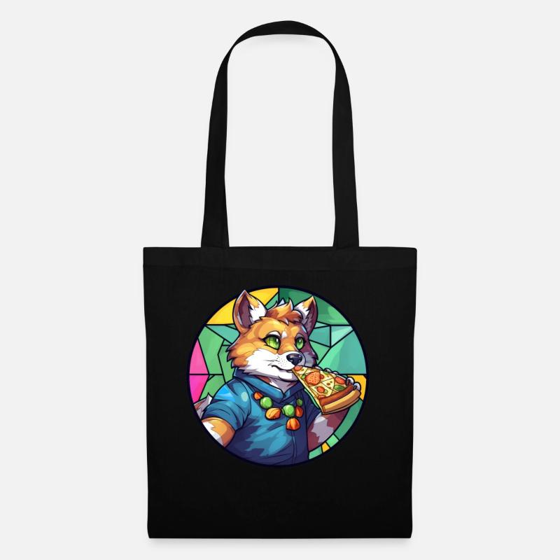 Furry Pizza Tiger Fox Fursona Animal Fandom Pride - Stoffbeutel - Schwarz