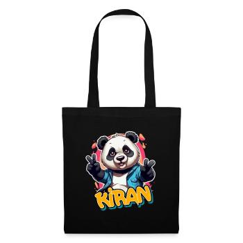 KIRAN - Handsome boy name with cool panda - Tote Bag - black - Front