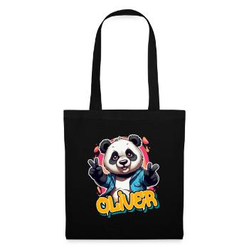 OLIVER - Handsome Boy Name with Cool Panda - Tote Bag - black - Front