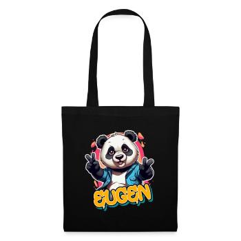 EUGEN - Beau prénom de garçon avec un panda cool - Sac en tissu - noir - Devant