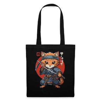 Chat Samouraï Chat Ninja Japonais Kawaii - Sac en tissu - noir - Devant