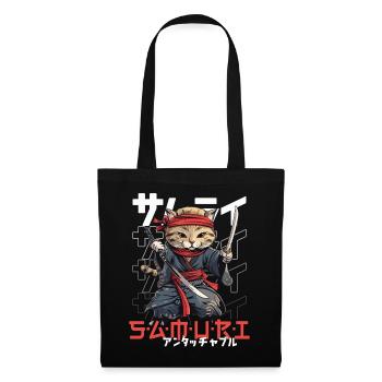 Chat Samouraï Chat Ninja Japonais Kawaii - Sac en tissu - noir - Devant