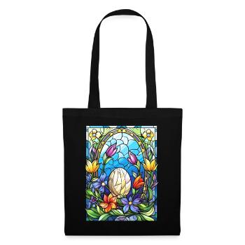 Spring Wildflower Easter Egg Stained Glass Gardeni - Stoffbeutel - Schwarz - Vorne
