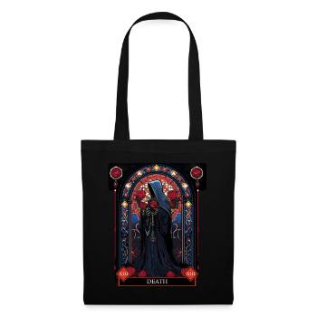 Death Tarot Card Stained Glass Occult Grim Reaper - Stoffbeutel - Schwarz - Vorne