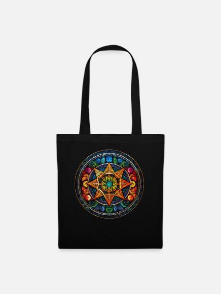 Pentacle Wicca Witchcraft Stained Glass Occult Pag - Stoffbeutel - Schwarz