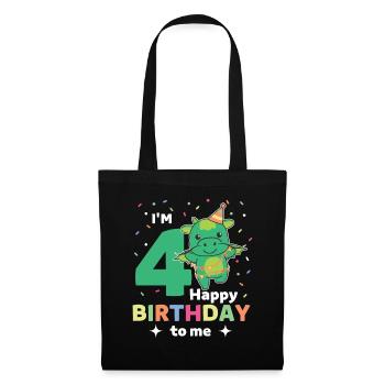 Drache zum 4. Geburtstag Kinder vier Jahre alt - Stoffbeutel - Schwarz - Vorne