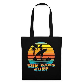 SUN SAND SURF. Summer, Beach, Sea, Palm Trees, Cool, - Tote Bag - black - Front
