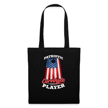 Cornhole Patriotic Player Amerikanische Flagge - Stoffbeutel - Schwarz - Vorne