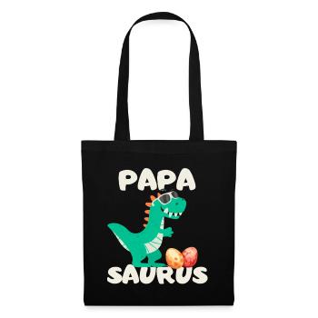 Vatertag Papa Saurus Dinosaurier Familie lustig - Stoffbeutel - Schwarz - Vorne