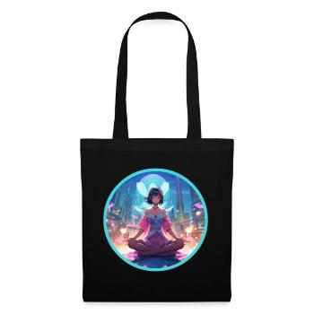 Méditer Anime Girl Vaporwave Neon Chakras - Sac en tissu - noir - Devant