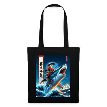 Shark Fisherman Japanese Wave Art Fishing - Tote Bag - black - Front