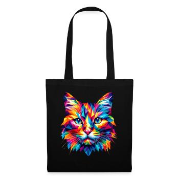 Mosaic Poly Art Crystal Kitten Lover Colorful - Tote Bag - black - Front