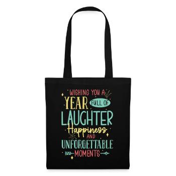 Je vous souhaite une année pleine de rires, de bonheur, - Sac en tissu - noir - Devant