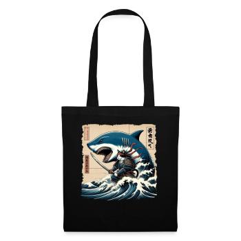 Shark Fisherman Japanese Wave Art Fishing - Tote Bag - black - Front