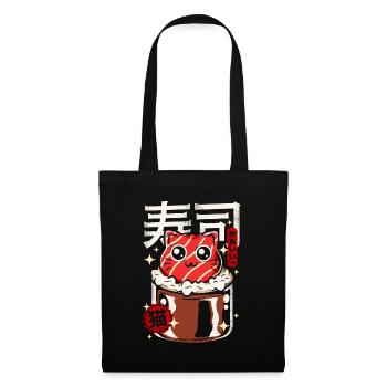 Japon - chat sushi mignon - Sac en tissu - noir - Devant