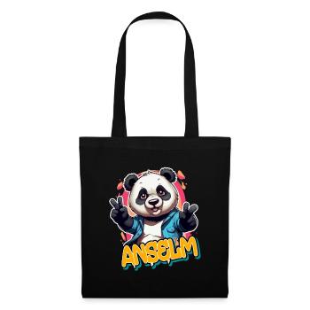 ANSELME - Beau nom de garçon avec Cool Panda - Sac en tissu - noir - Devant