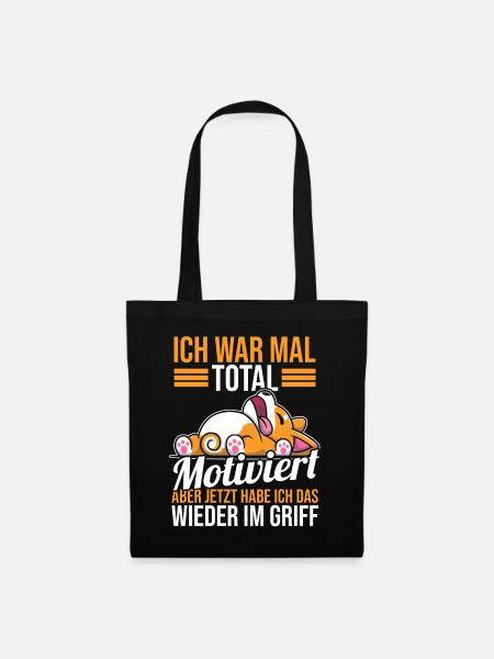 Ich War Mal Total Motiviert Hund - Stoffbeutel - Schwarz