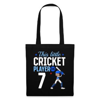 7th Birthday Cricket Player Baby Cricket Player - Stoffbeutel - Schwarz - Vorne