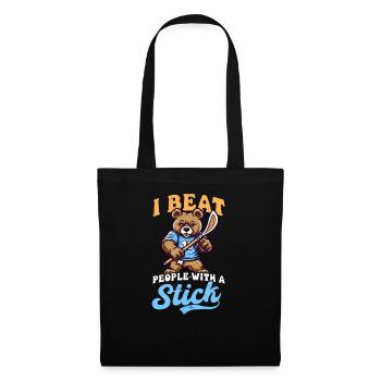 Lacrosse Coach Beat People Stick Bear - Tote Bag - black - Front