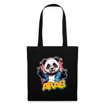 ARAS - Handsome Boy Name with Cool Panda - Tote Bag - black - Front