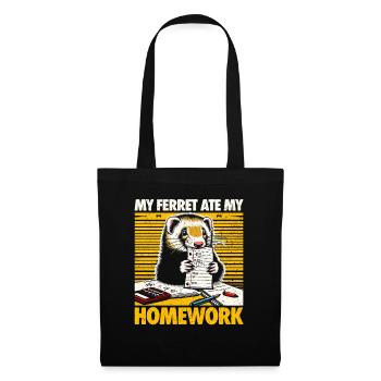 Mon furet a mangé mes devoirs - Cadeau furet - Sac en tissu - noir - Devant