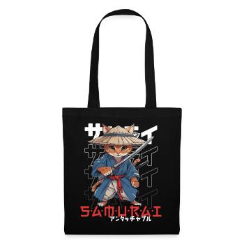 Samurai Cat Kawaii Japanese Ninja Cat - Tote Bag - black - Front