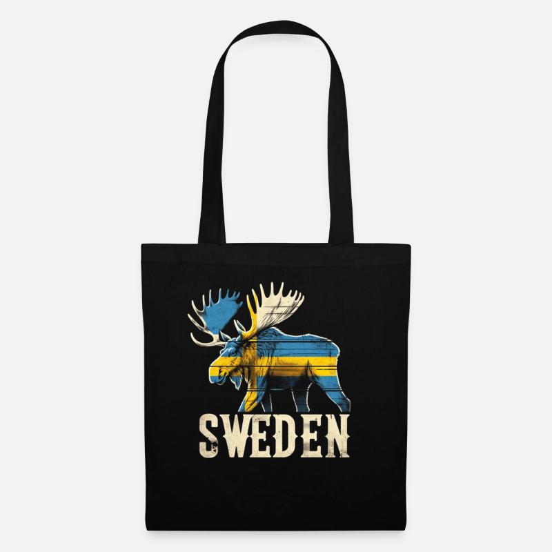 Moose with Sweden flag - Tote Bag - black