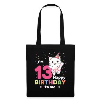 Chat pour les 13 ans pour les enfants de treize ans - Sac en tissu - noir - Devant
