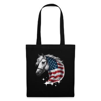 Étoiles et rayures du cheval du Jour de l'Indépendance de l'Amérique - Sac en tissu - noir - Devant