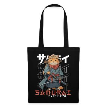 Samurai Cat Kawaii Japanese Ninja Cat - Tote Bag - black - Front