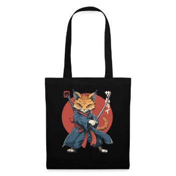 Samurai Cat Kawaii Japanese Ninja Cat - Tote Bag - black - Front