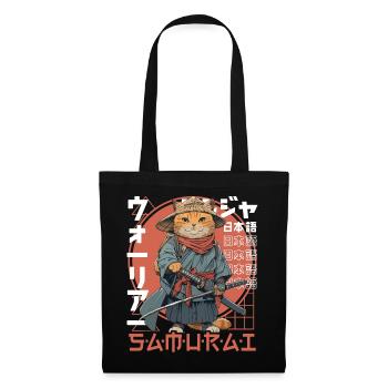 Samurai Cat Kawaii Japanese Ninja Cat - Tote Bag - black - Front