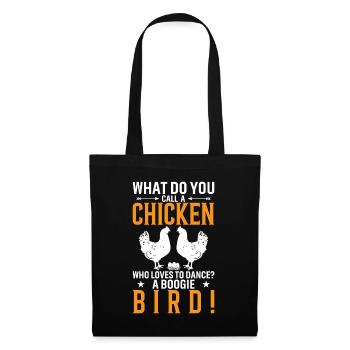 Comment appelle-t-on un poulet qui aime danser ? A B - Sac en tissu - noir - Devant